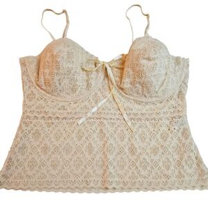 Charisma Cream Floral Lace Underwire Bustier Babydoll Camisole Top Large‎ Fairy